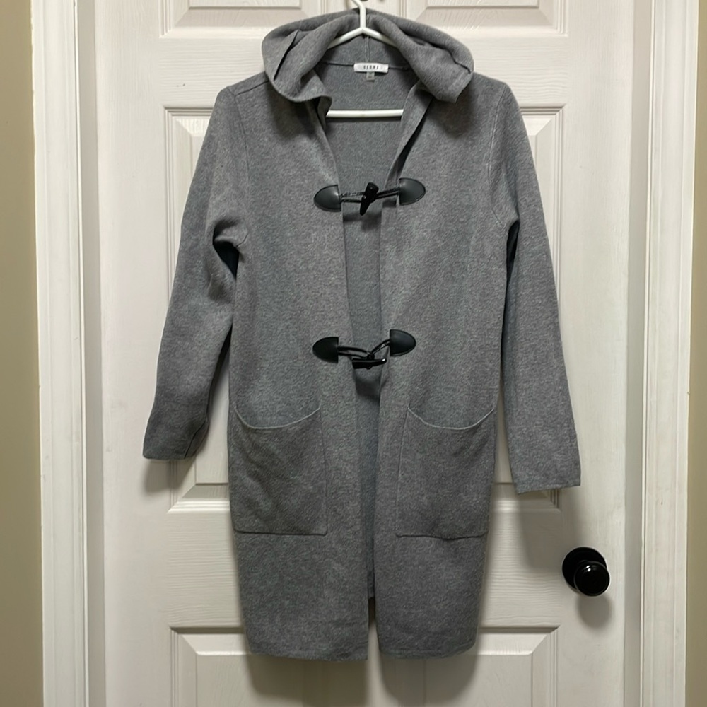 SIONI | Athleisure | Long | Hooded| Toggled Front Closure|Gray |Cardigan |Size M